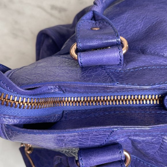 Authentic Balenciaga Motocross Classic City Bag in Purple with Rose Gold hardwar - Picture 5 of 16